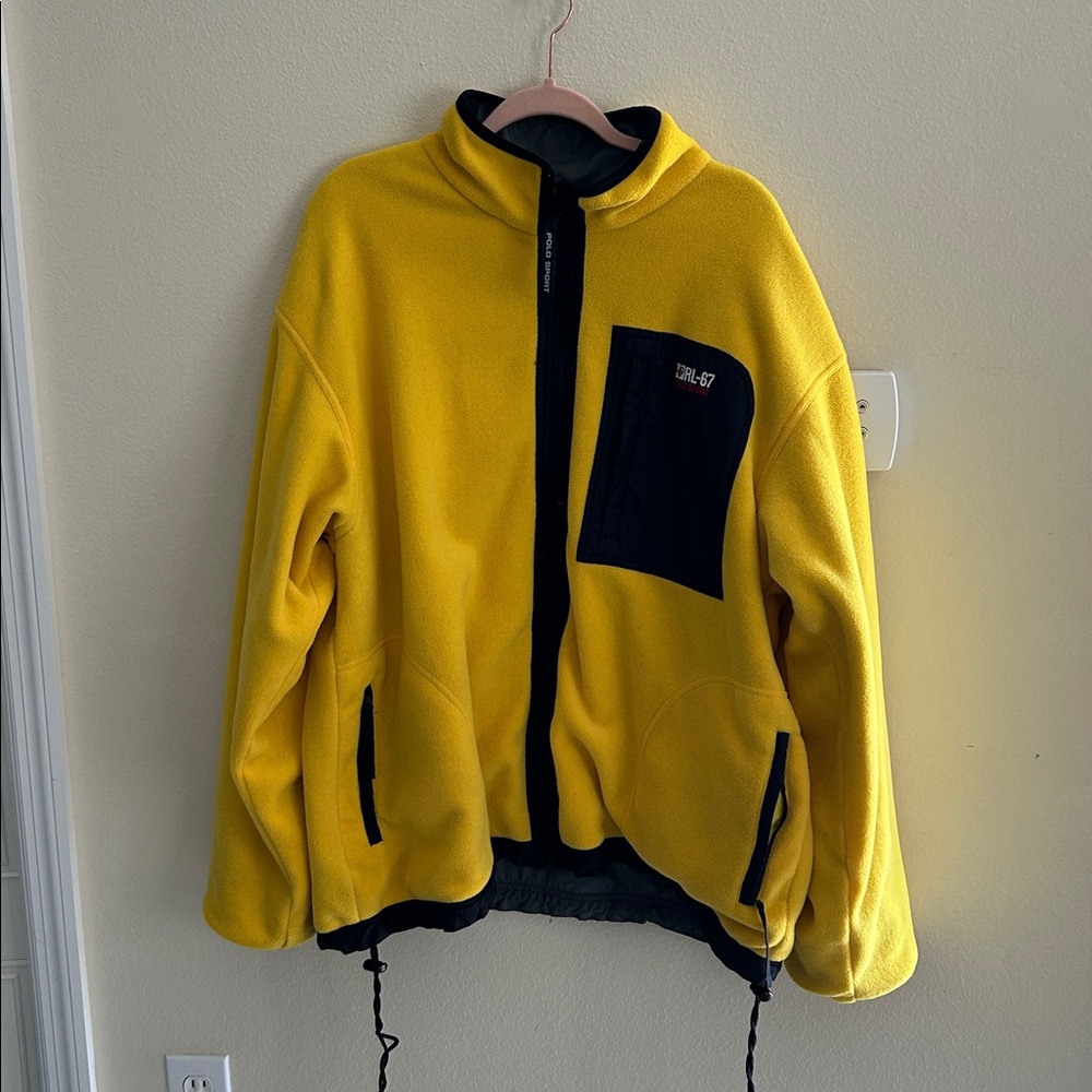 Polo sport, Ralph Lauren Vtg 90s gray reversible, yellow fleece jacket XXL men’s